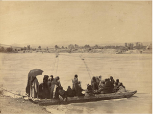 Alexander Gardner, American, b. Scotland (1821-1882), 'Indians crossing the North Platte River at Fort Laramie,' 1868. Albumen print, 9 9/16 x 12 3/4 inches. The Nelson-Atkins Museum of Art, Gift of Hallmark Cards Inc, 2005.27.526.