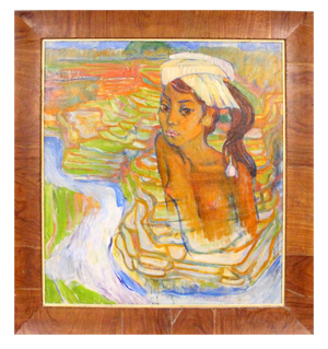 Two paintings by the noted Swiss-born artist Theo Meier (1908-1982) will come up for bid, including this 1945 oil on canvas titled ‘Balinese Female Nude.’ Ahlers & Ogletree image.