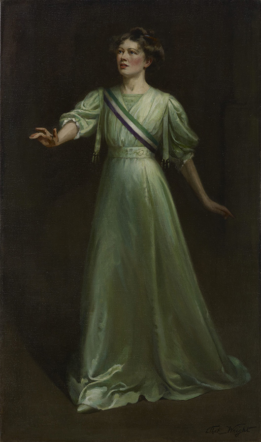 Dame Christabel Pankhurst by Ethel Wright, exhibited 1909 © National Portrait Gallery, London.