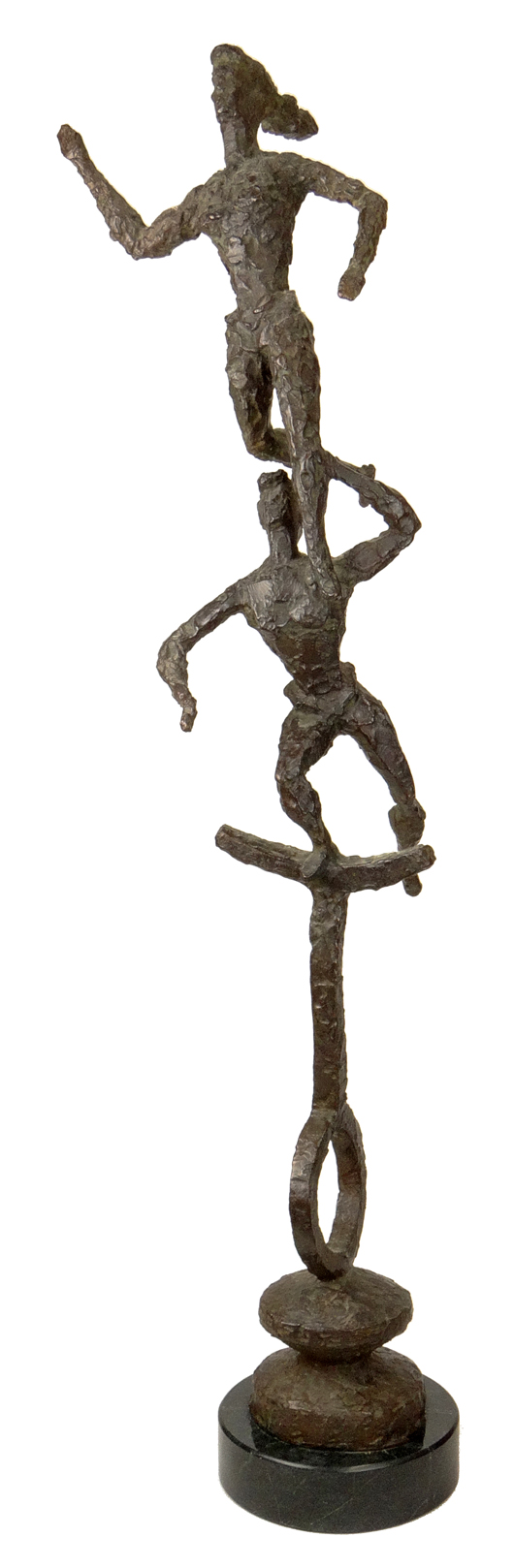 Chaim Gross (American, 1904-1991) ‘Two on a Unicycle,’ bronze sculpture on onyx base. Price realized: $5,664. Kodner Galleries image.