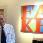 Convicted art faker John Myatt, whose exhibition of honest fakes in the style of modern masters has been packing in the crowds at Castle Fine Art in Bruton Street. Image Auction Central News.