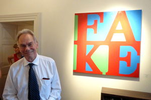 Convicted art faker John Myatt, whose exhibition of honest fakes in the style of modern masters has been packing in the crowds at Castle Fine Art in Bruton Street. Image Auction Central News.