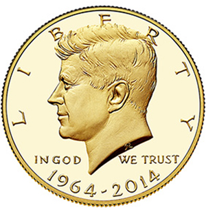 2014 50th Anniversary Kennedy Half-Dollar gold proof coin. U.S. Mint image.