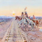 Charles M. Russell (1864-1926), 'Trail of the Iron Horse (1924),' watercolor on paper, 17.5 × 27.5 inches, signed and dated lower left. Image courtesy of Coeur d'Alene Art Auction