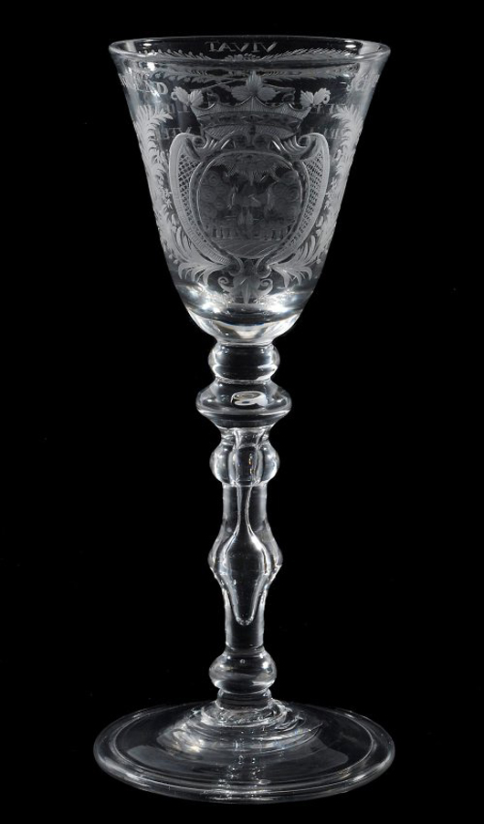 ‘Friendship’ goblet attributed to David Wolff, 1785. Estimate: £1,500-2,000. Dreweatts & Bloomsbury Auctions image.