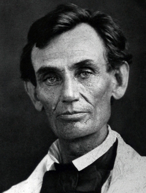 Ambrotype of Abraham Lincoln in 1858, the the year of his debates with Stephen Douglas over slavery. Image courtesy of Wikimedia Commons.