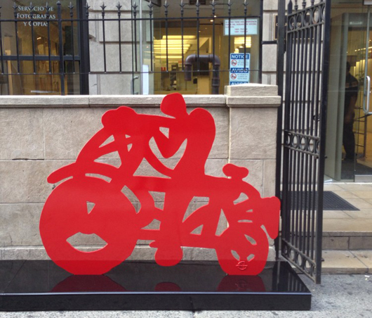 ‘Las Bicicletas’ by Gabriel Aceves Navarro, New York City, photo via http://www.nycbikemaps.com/spokes/las-bicicletas-public-bike-art-exhibit/