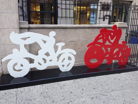 ‘Las Bicicletas’ by Gabriel Aceves Navarro, New York City, photo via http://www.nycbikemaps.com/spokes/las-bicicletas-public-bike-art-exhibit/