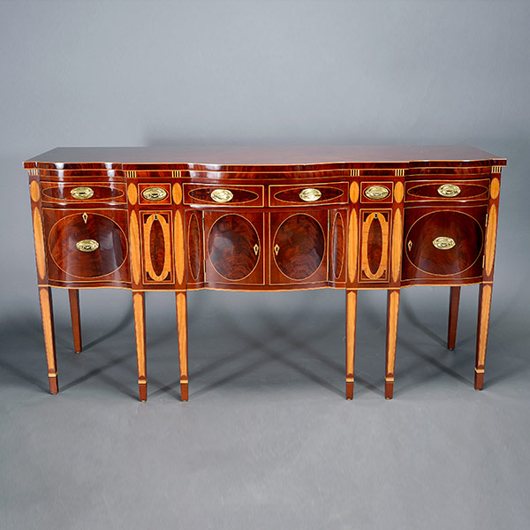 Kindel Winterthur mahogany inlaid sideboard. Price realized: $3,245. Michaan's Auctions image.
