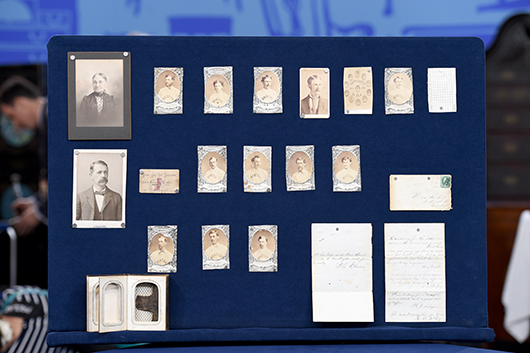 The collection of early baseball memorabilia at Saturday's taping of 'Antiques Roadshow' in New York. Photo credit: Photo by Meredith Nierman for WGBH, (c) WGBH 2014.