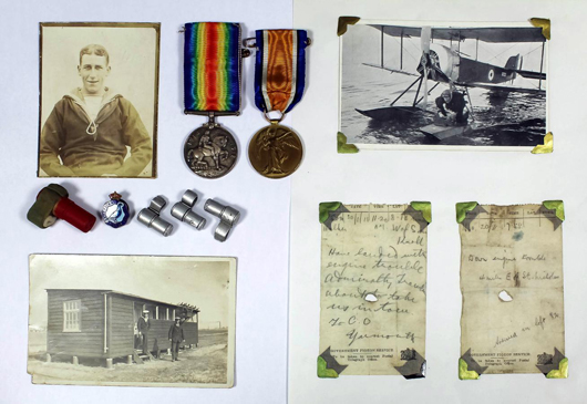 Photographs and a selection of original messages carried by pigeons together with four specialised containers in which they were carried sent for sale by the family of Francis Luke Brown RN. Sold for £2,300. Photo: The Canterbury Auction Galleries.
