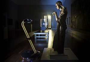 After Dark: roaming robot taking in Sir Jacob Epstein’s 'The Visitation,' 1926. © Alexey Moskvin.