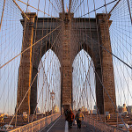 View of the Brooklyn Bridge from the pedestrian walkway. Image by Jim Henderson, courtesy of Wikimedia Commons.