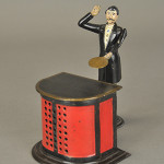 One of the rarest pieces in the Max N. Berry collection is a circa-1876 “Preacher at the Pulpit” mechanical bank made by the J. & E. Stevens Company of Cromwell, Connecticut. Coming to the auction marketplace with a long and distinguished line of provenance, it will be offered at auction with a $150,000-$175,000 estimate. Bertoia Auctions image.