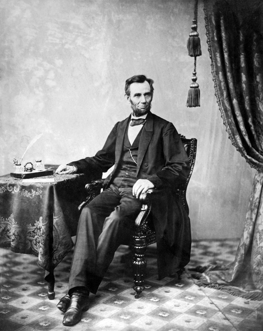 President Abraham Lincoln poses for this portrait in photographer Alexander Gardner's studio on Nov. 8, 1863. Image courtesy of Wikimedia Commons.