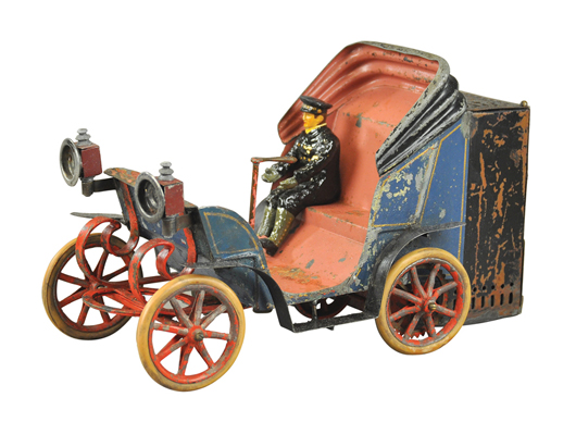 Carette steam-powered automobile, 10in long, est. $7,000-$9,000. Bertoia Auctions image
