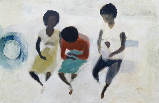 An example of William Cumming's work, 'Laundromat,' was painted in 1961. The tempera on board is 30 by 46 inches. Image courtesy of LiveAuctioneers.com Archive and Mrocek Brothers Seattle Auction House.