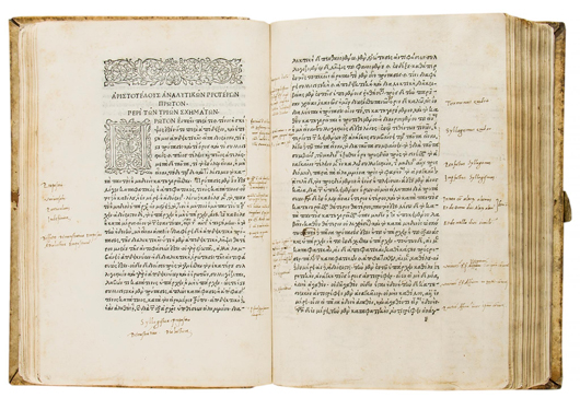 Aristotle, ‘Organon.’ Estimate: £8,000-£10,000. Bloomsbury Auctions image.