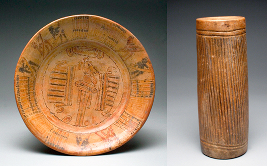 Lot 184: Two pre-Columbian Mayan vessels, Mexico, ca. 550 to 950 CE. Estimate: $2,000 - $3,000. Artemis Gallery image.