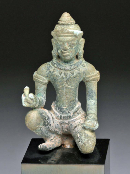 Lot 72: Khmer bronze Vishvakarman - celestial architect, Cambodia, ca. 11th to 13th century CE. Estimate: $2,000 - $3,000. Artemis Gallery image.
