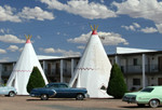 Wigwam Motels, two of the most recognizable structures along Route 66, located in Holbrook, Ariz., and San Bernardino, Calif. Image courtesy of the Mercer Museum.
