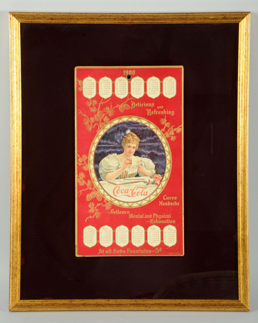 1900 Coca-Cola embossed-cardboard calendar, $45,000. Morphy Auctions image