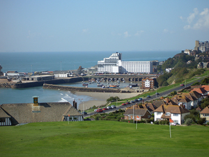 View of Folkestone, a port city on the English Channel in southeast England. This file is licensed under the Creative Commons Attribution-ShareAlike 3.0 Unported license.