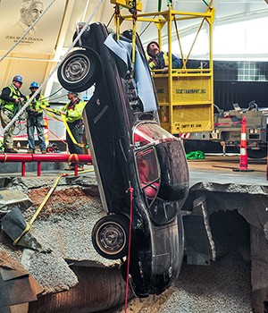 A 1962 Corvette was lifted out of the sinkhole on March 4. Image courtesy of Chevrolet.
