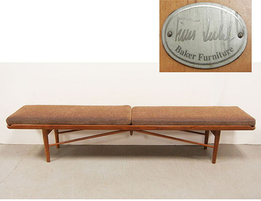 Pair of midcentury modern benches designed by Finn Juhl (Danish, 1912-1989) for Baker. Stephenson’s Auctioneers image