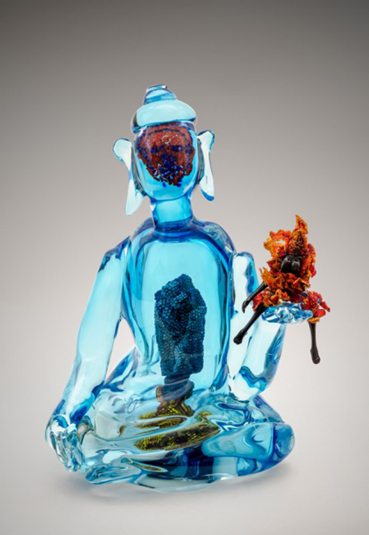 Joyce J. Scott, 'Buddha (Fire & Water),' 2013, hand-blown Murano glass processes with beads, wire, thread. Courtesy of Goya Contemporary. Photographer: Michael Koryta