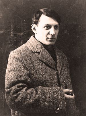Photographic portrait of Pablo Picasso (Spanish, 1881-1973), taken 1908-1909, anonymous photographer, Musée Picasso, Paris. Fair use of copyrighted material in the context of Pablo Picasso via Wikipedia.
