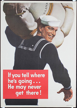 A World War II poster depicting a U.S. Navy sailor was one the items stolen from the library. Image courtesy of LiveAuctioneers.com archive.