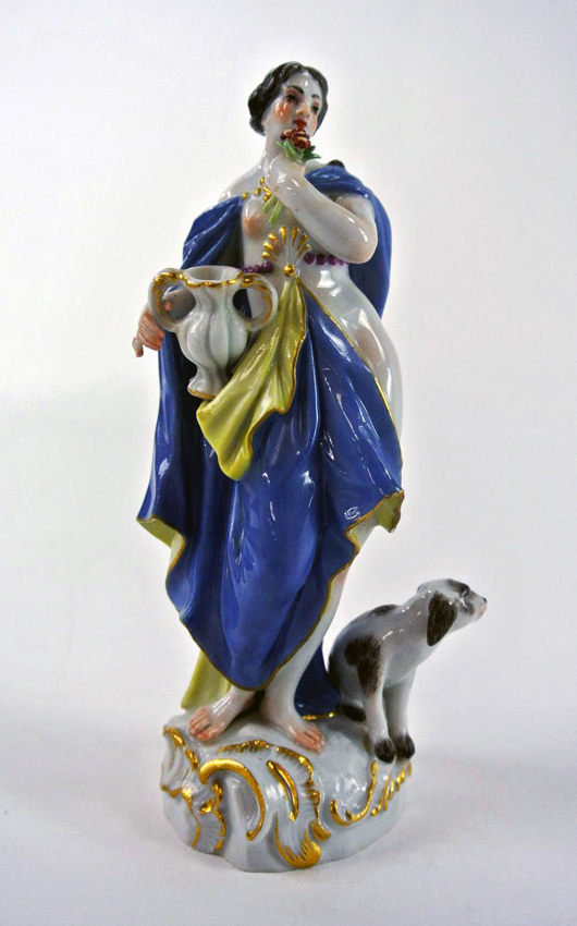 A wide array of porcelain includes Meissen figurines, like this 5½in woman with dog. Est. $1,000-$1,200. Don Presley image