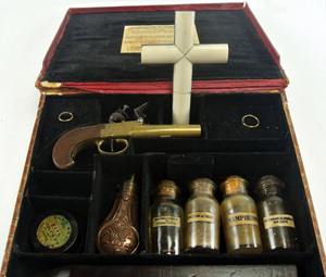 Vampire Killing Kit outfitted with all the accountrements to stave off an unwanted visit from a blood-sucking predator. Est. $8,000-$12,000. Don Presley image