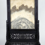 Chinese marble plaque inlaid zitan table screen, 26 inches high. Lawrence Antique Gallery image.
