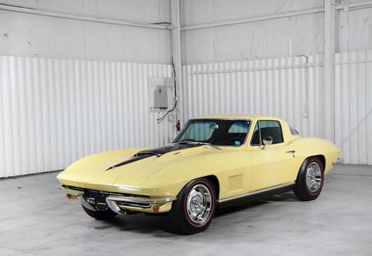 1967 Corvette, Sunfire Yellow with black vinyl interior, 427 big-block engine. Morphy Auctions image