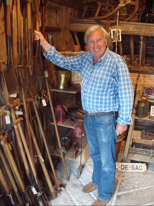 Graham Child with some of his vintage garden tools. Photo Garden Artefacts.