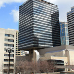 The James K. Polk State Office Building was completed in 1981. Each floor of the 24-story building hangs from a central steel core. Image courtesy of Wikimedia Commons.