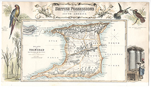 Map of Trinidad from government and other surveys, circa 1865. Drawn and engraved by John Bartholomew. HistoryMiami, 2004-236-1.