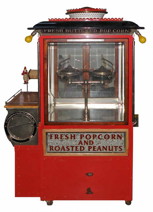 Rsre Cretors Model 401 popcorn machine, circa 1920, in restored condition. Image courtesy LiveAuctioneers.com archive and Mosby & Co. Auctions. 