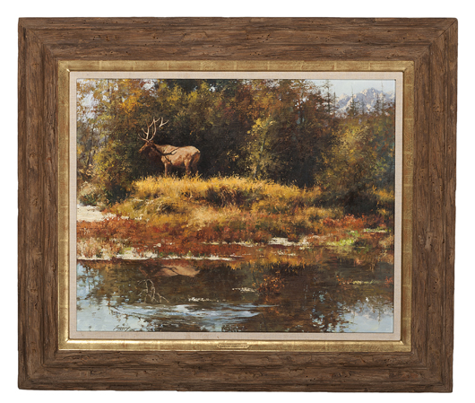 Howard Terpning's 'Yellowstone Fall,' sold for $19,690. Cowan's Auctions Inc. image.