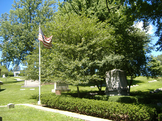 View of Crown Hill Cemetery and President Benjamin Harrison's grave in Indianapolis. Image by C. Bedford Crenshaw, courtesy of Wikimedia Commons.