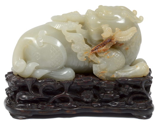 Chinese white jade foo shi shi, 5 3/8in. Image: Auction Gallery of the Palm Beaches