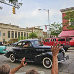 Classic cars cruising on Main Street during Goshen's First Friday event in July 2011. Image by Bbeachy2001. This work is licensed under the Creative Commons Attribution 3.0 License.
