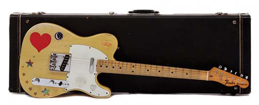 1973 Fender Telecaster guitar stage-played by the immortal blues-rock guitarist Stevie Ray Vaughan (1954-1990), to be auctioned by Profiles in History Oct. 19, 2014. Est. $7,500-$10,000. Image courtesy of LiveAuctioneers and Profiles in History