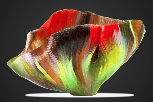 Gorgeous contemporary art glass bowl by Toots Zynsky (b. 1951), titled ‘Boundless Serena.’ Price realized: $17,250. Cottone Auctions image.