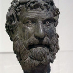 The bronze head of a philosopher recovered from the Antikythera shipwreck in 1901. Image by Ishkabibble at the English language Wikipedia. This file is licensed under the Creative Commons Attribution-Share Alike 3.0 Unported license.