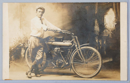 1910 Yale Motorcycle real-photo postcard, est. $100-$200. Morphy Auctions image