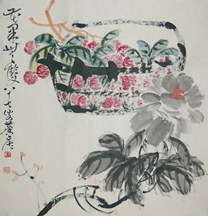 Ink and color on paper by Xu Linlu. Image courtesy of LiveAuctioneers.com archive and Maple Auction Galleries.