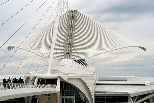 Spanish architect Santiago Calatrava's 'Burke Brise Soleil' at the Milwaukee Art Museum. Image by Michael Hicks (Mulad) - Flickr. This file is licensed under the Creative Commons Attribution 2.0 Generic license.